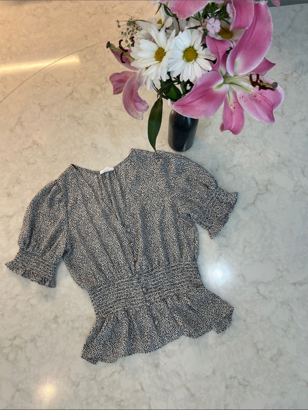 Sienna Sky Smocked Waist Peplum Blouse